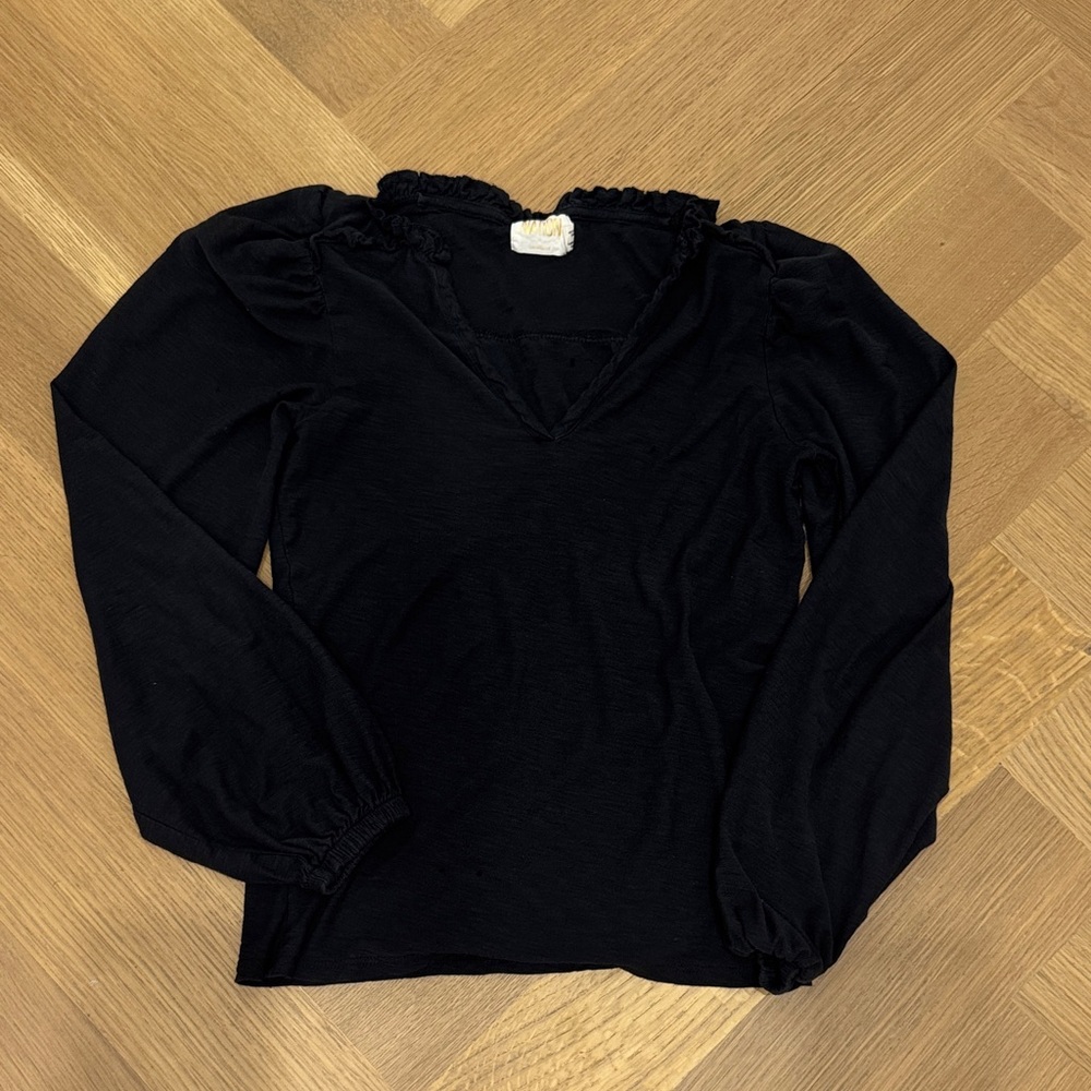 Nation LTD Black Ruffled Blouse